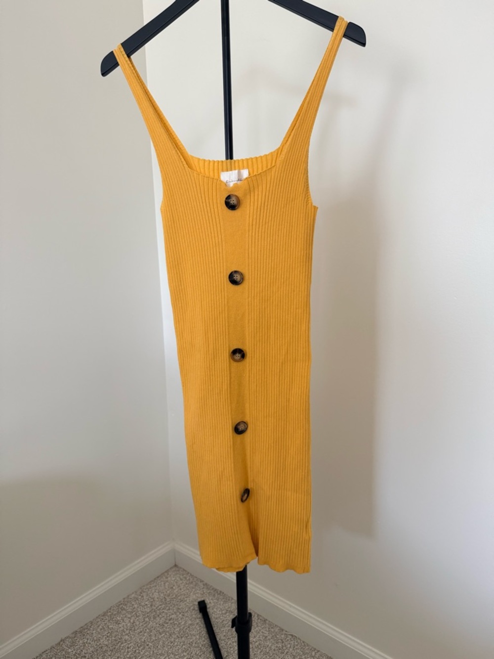 REVOLVE Ribbed Button-Front Mini Dress in Mustard